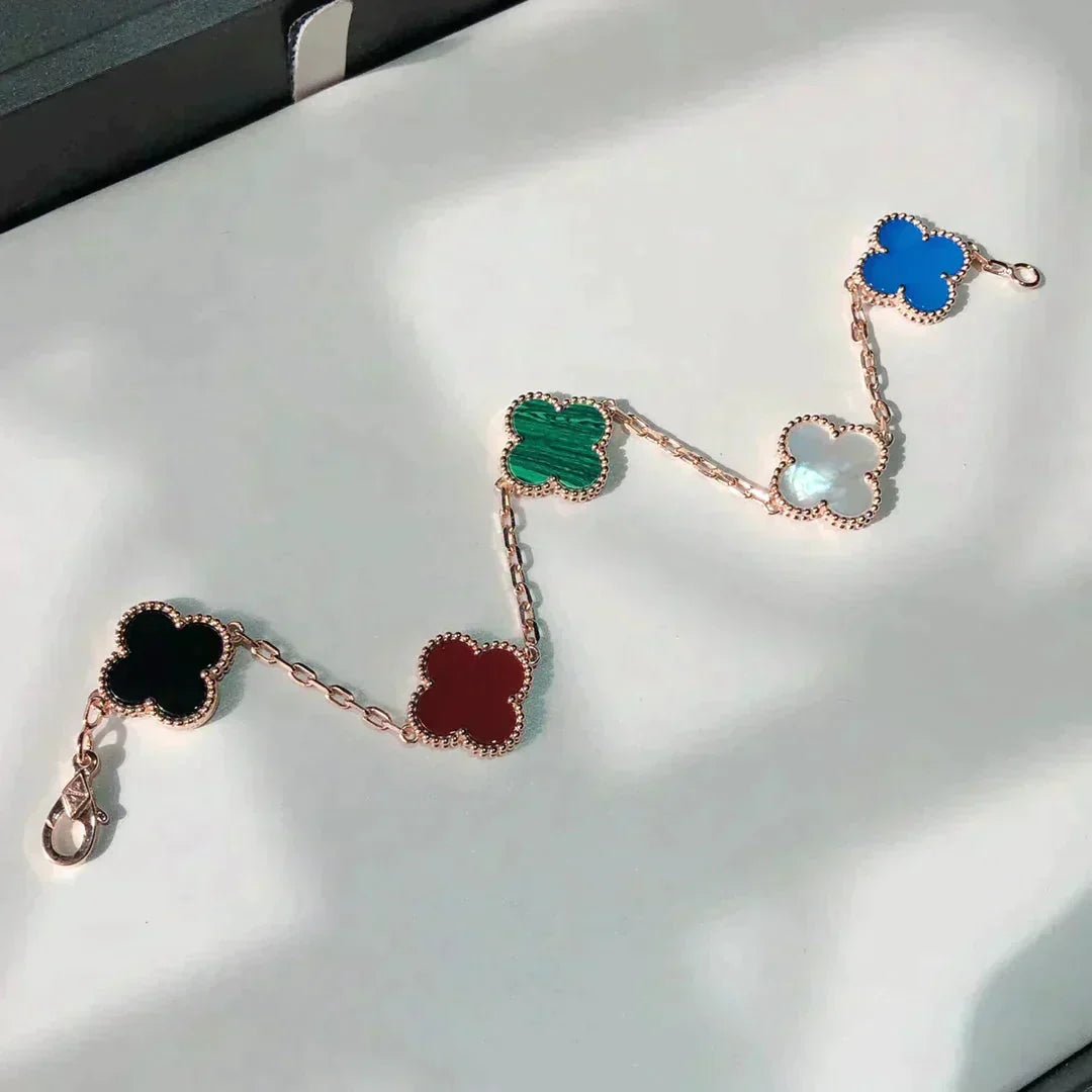 [Royal Jewellery]CLOVER 5 MOTIFS MULTICOLOR BRACELET