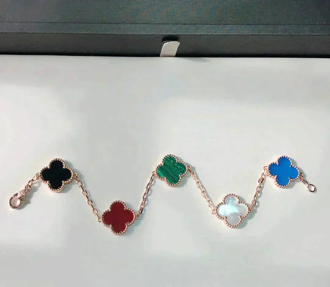 [Royal Jewellery]CLOVER 5 MOTIFS MULTICOLOR BRACELET