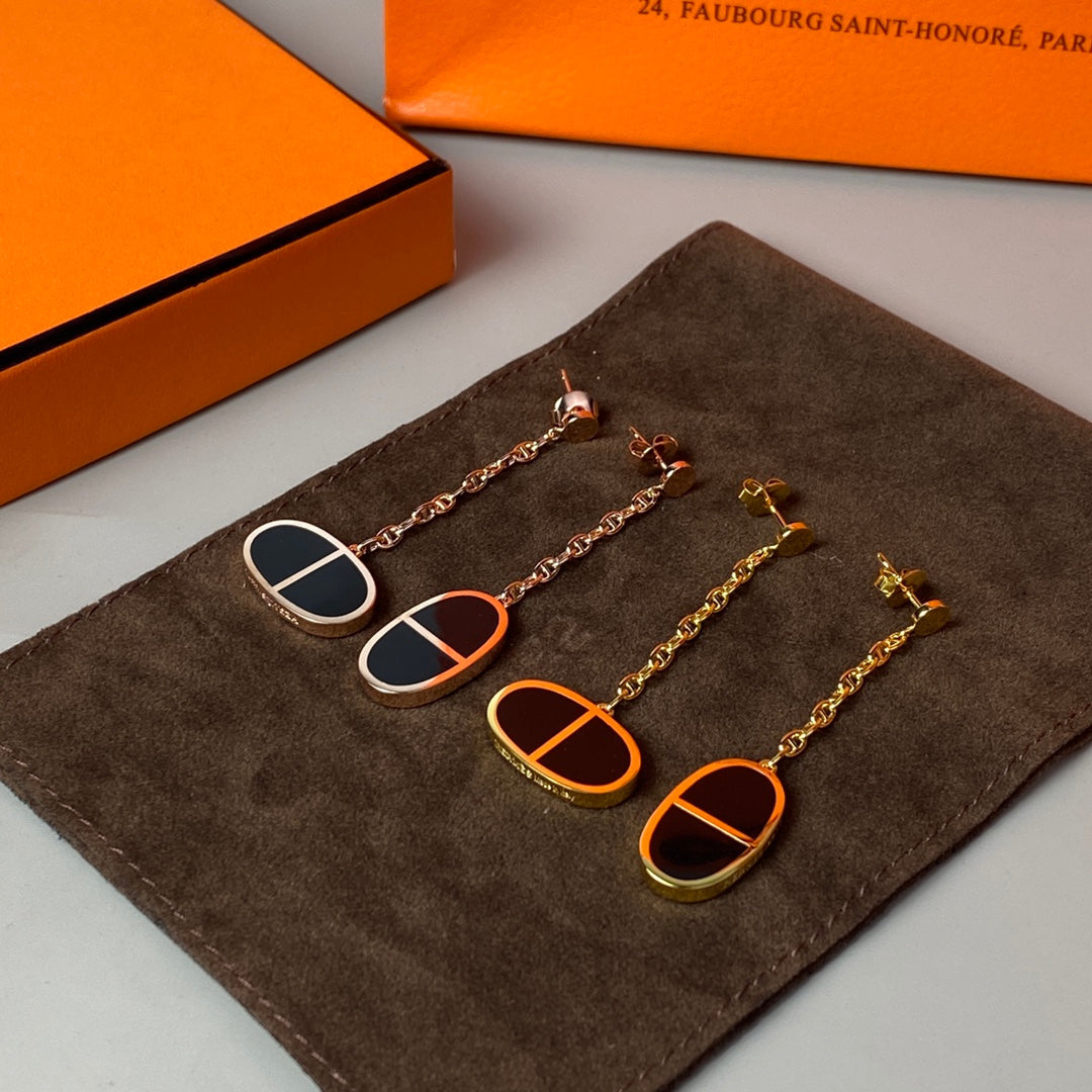 [Royal Jewellery]CHAINE VERSO BLACK CERAMIC EARRINGS