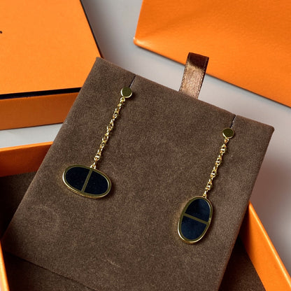 [Royal Jewellery]CHAINE VERSO BLACK CERAMIC EARRINGS