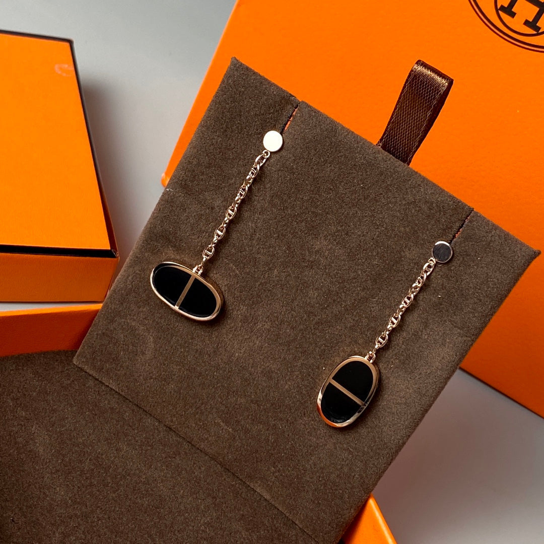 [Royal Jewellery]CHAINE VERSO BLACK CERAMIC EARRINGS