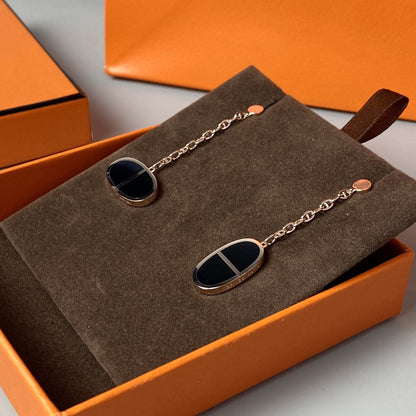 [Royal Jewellery]CHAINE VERSO BLACK CERAMIC EARRINGS
