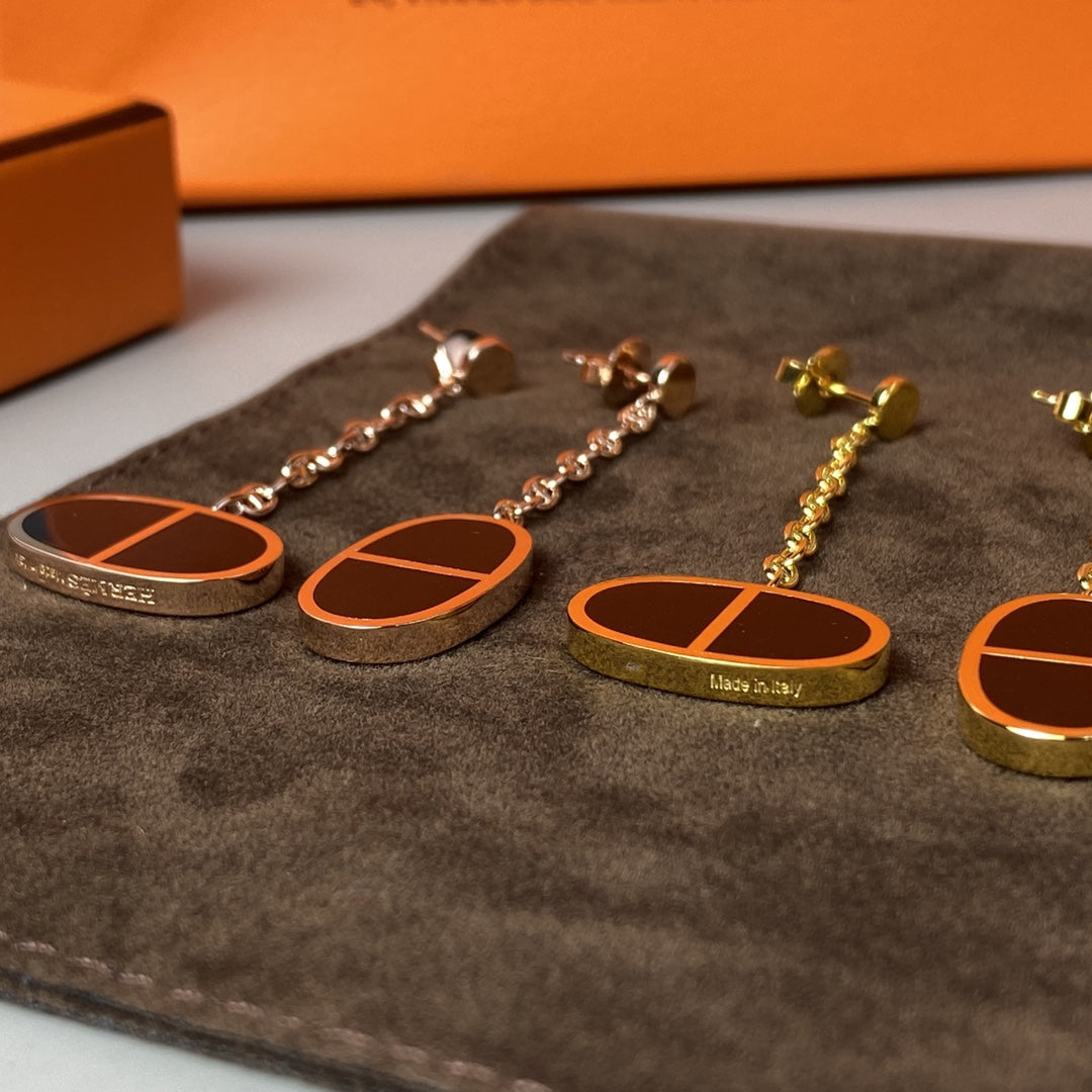 [Royal Jewellery]CHAINE VERSO BLACK CERAMIC EARRINGS