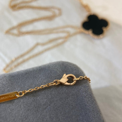 [Royal Jewellery]CLOVER 25MM NECKLACE GOLD ONYX