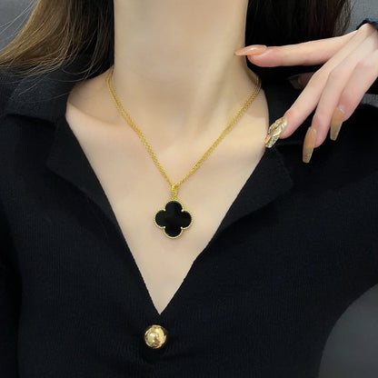 [Royal Jewellery]CLOVER 25MM NECKLACE GOLD ONYX