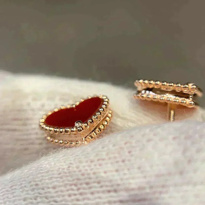 [Royal Jewellery]HEART CARNELIAN STUD EARRINGS