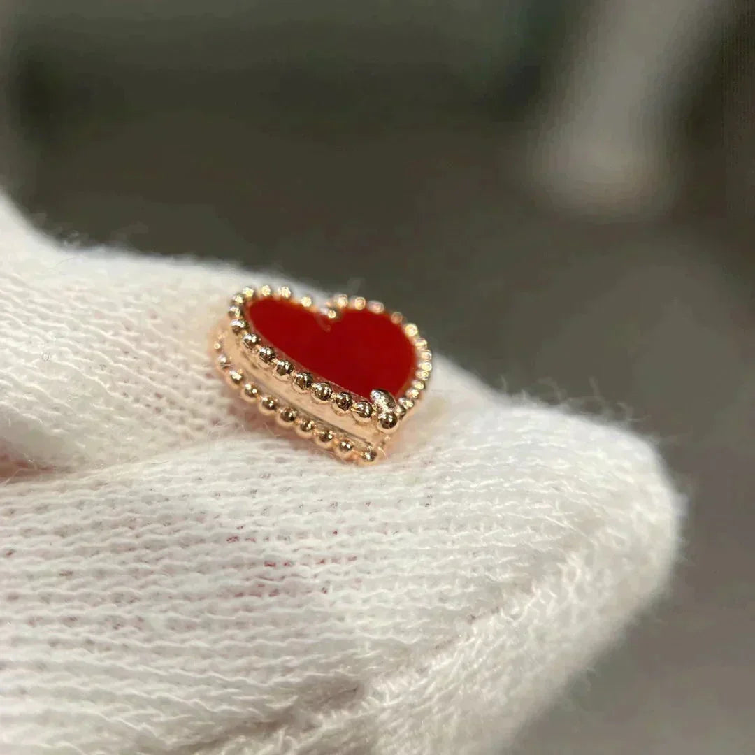 [Royal Jewellery]HEART CARNELIAN STUD EARRINGS