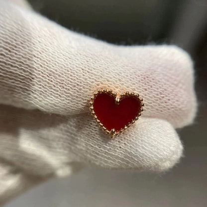 [Royal Jewellery]HEART CARNELIAN STUD EARRINGS