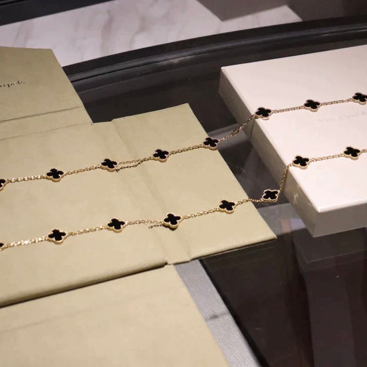 [Royal Jewellery]CLOVER 20 MOTIFS ONYX NECKLACE