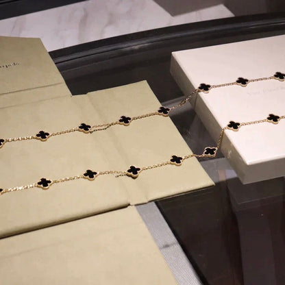 [Royal Jewellery]CLOVER 20 MOTIFS ONYX NECKLACE