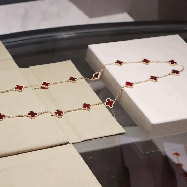 [Royal Jewellery]CLOVER 20 MOTIFS CARNELIAN NECKLACE