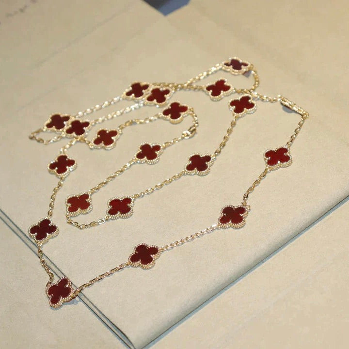 [Royal Jewellery]CLOVER 20 MOTIFS CARNELIAN NECKLACE