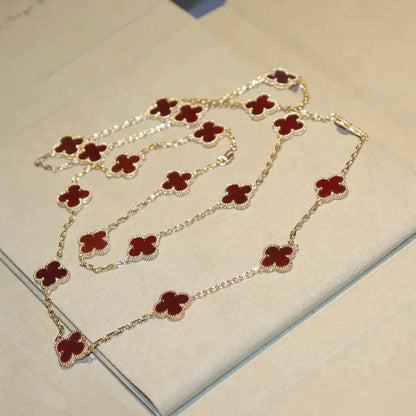 [Royal Jewellery]CLOVER 20 MOTIFS CARNELIAN NECKLACE