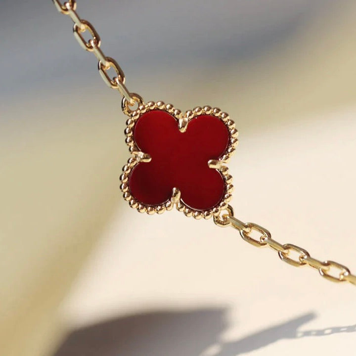 [Royal Jewellery]CLOVER 20 MOTIFS CARNELIAN NECKLACE