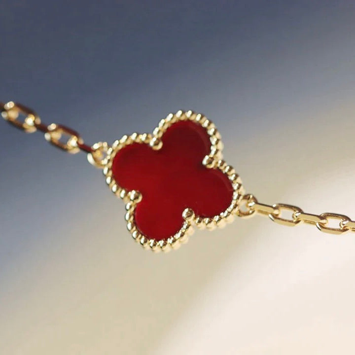 [Royal Jewellery]CLOVER 20 MOTIFS CARNELIAN NECKLACE