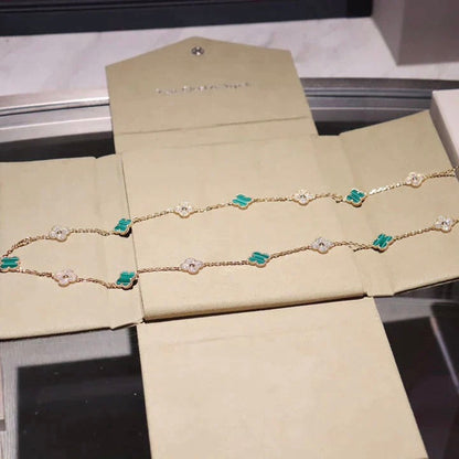 [Royal Jewellery]CLOVER 20 MOTIFS MALACHITE DIAMOND NECKLACE