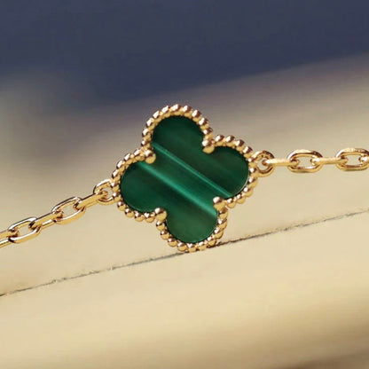 [Royal Jewellery]CLOVER 20 MOTIFS MALACHITE DIAMOND NECKLACE