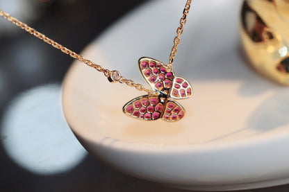 [Royal Jewellery]BUTTERFLY RED DIAMOND ROSE GOLD NECKLACE