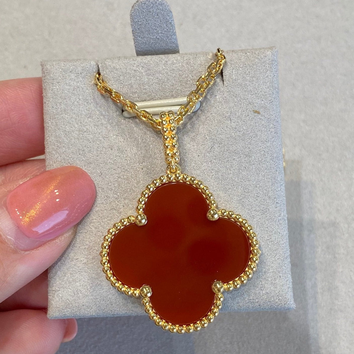 [Royal Jewellery]CLOVER 25MM NECKLACE GOLD CARNELIAN