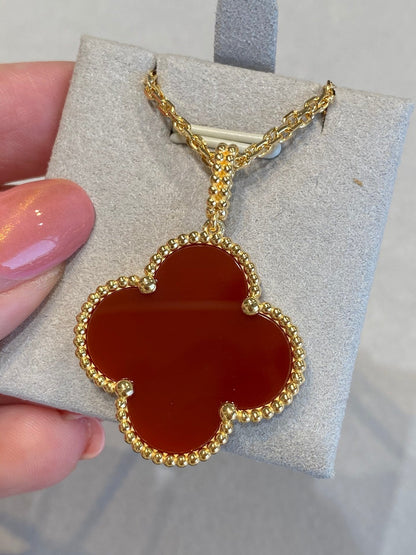 [Royal Jewellery]CLOVER 25MM NECKLACE GOLD CARNELIAN