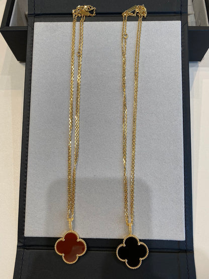 [Royal Jewellery]CLOVER 25MM NECKLACE GOLD CARNELIAN