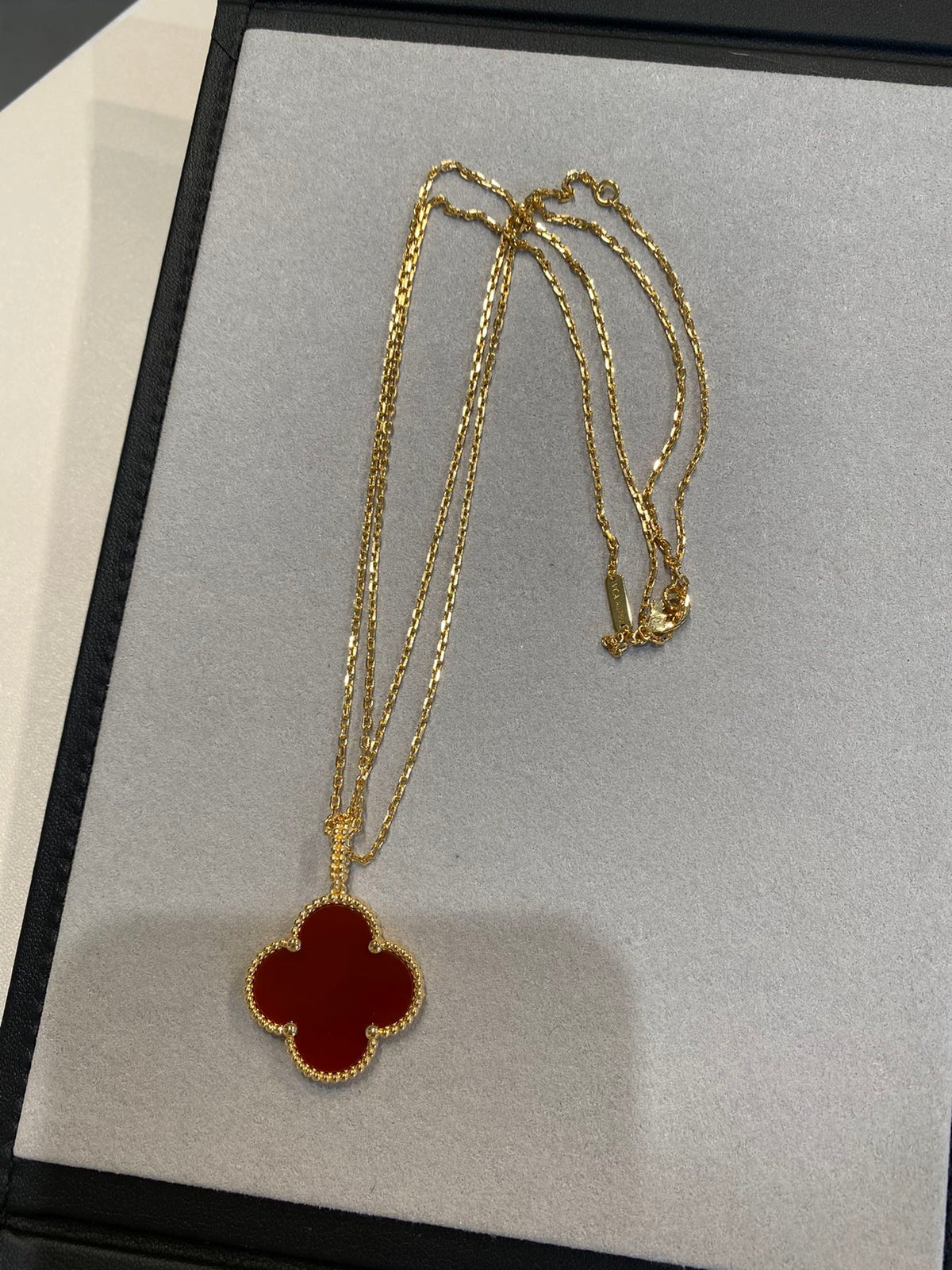 [Royal Jewellery]CLOVER 25MM NECKLACE GOLD CARNELIAN