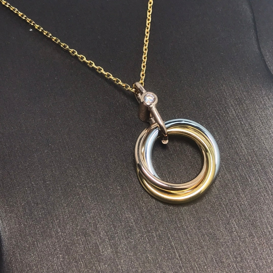 [Royal Jewellery]TRINITY SILVER GOLD PINK GOLD NECKLACE