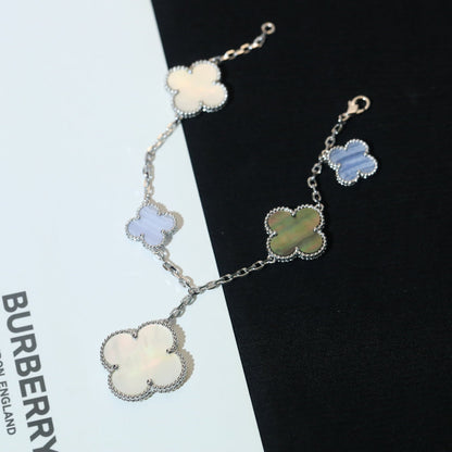 [Royal Jewellery]CLOVER BRACELET 5 MOTIFS MOP CHALCEDONY SILVER