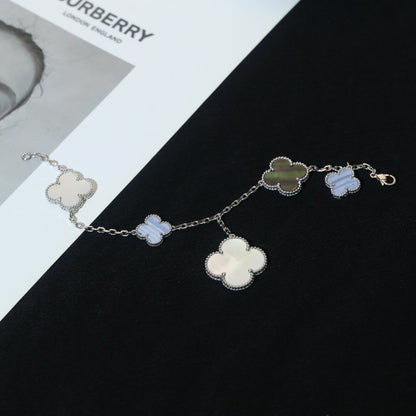 [Royal Jewellery]CLOVER BRACELET 5 MOTIFS MOP CHALCEDONY SILVER