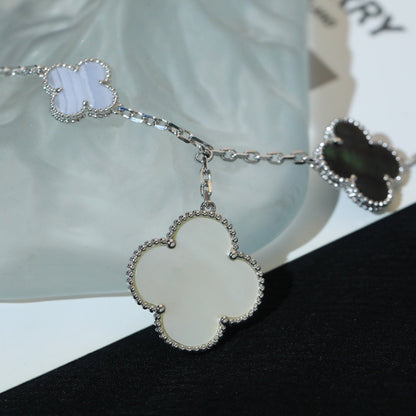 [Royal Jewellery]CLOVER BRACELET 5 MOTIFS MOP CHALCEDONY SILVER