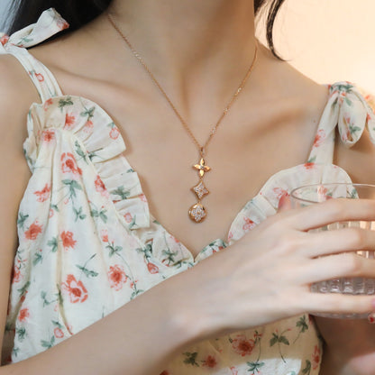 [Royal Jewellery]STAR AND SUN DIAMOND PINK GOLD NECKLACE