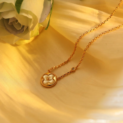 [Royal Jewellery]SUN PEDANT PINK GOLD 1 DIAMOND NECKLACE