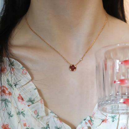 [Royal Jewellery]SUN PEDANT PINK GOLD 1 DIAMOND NECKLACE