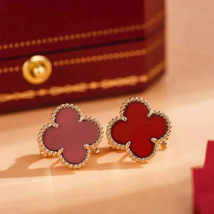 [Royal Jewellery]CLOVER MEDIUM 1 MOTIFS CARNELIAN  EARRINGS