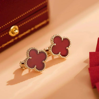 [Royal Jewellery]CLOVER MEDIUM 1 MOTIFS CARNELIAN  EARRINGS