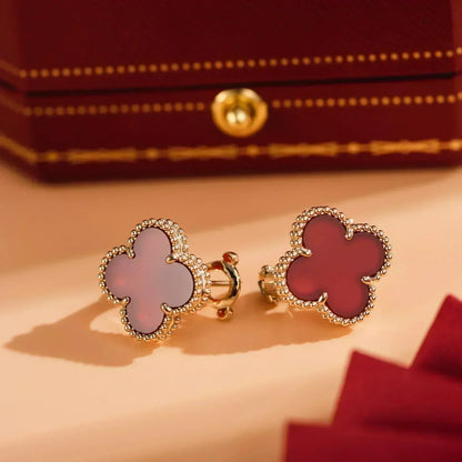[Royal Jewellery]CLOVER MEDIUM 1 MOTIFS CARNELIAN  EARRINGS