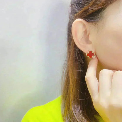 [Royal Jewellery]CLOVER MEDIUM 1 MOTIFS CARNELIAN  EARRINGS