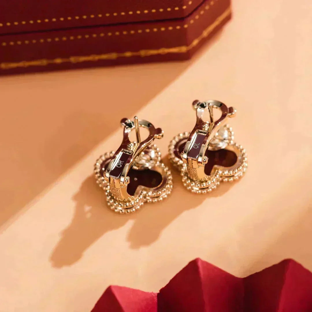 [Royal Jewellery]CLOVER MEDIUM 1 MOTIFS CARNELIAN  EARRINGS