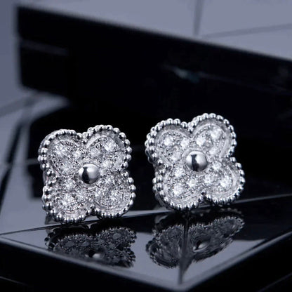 [Royal Jewellery]CLOVER 1 MOTIFS DIAMOND STUD EARRINGS SILVER