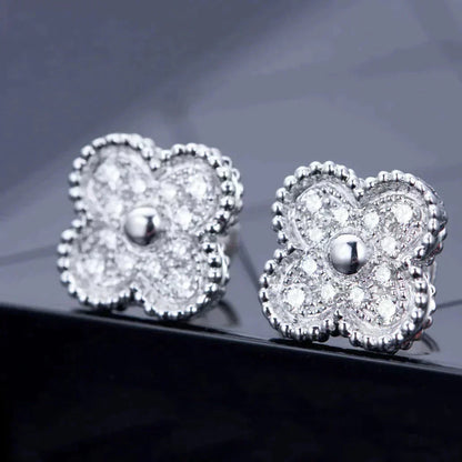 [Royal Jewellery]CLOVER 1 MOTIFS DIAMOND STUD EARRINGS SILVER