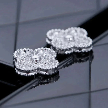 [Royal Jewellery]CLOVER 1 MOTIFS DIAMOND STUD EARRINGS SILVER