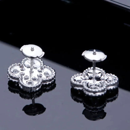 [Royal Jewellery]CLOVER 1 MOTIFS DIAMOND STUD EARRINGS SILVER