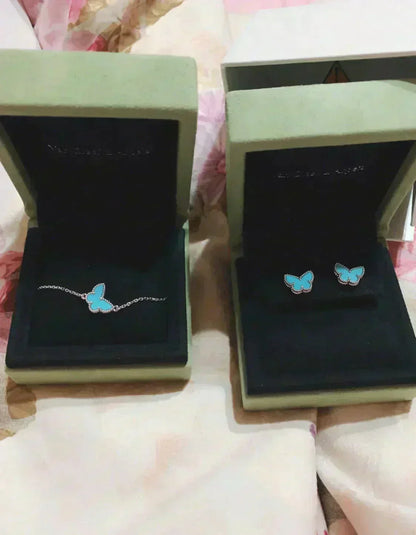 [Royal Jewellery]BUTTERFLY TURQUOISE EARRINGS SILVER