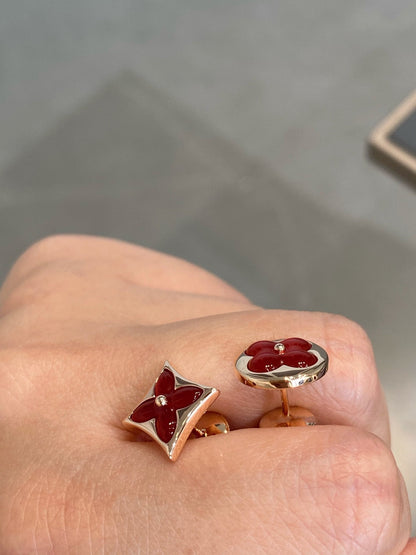 [Royal Jewellery]STAR AND SUN PINK GOLD CARNELIAN STUD EARRINGS
