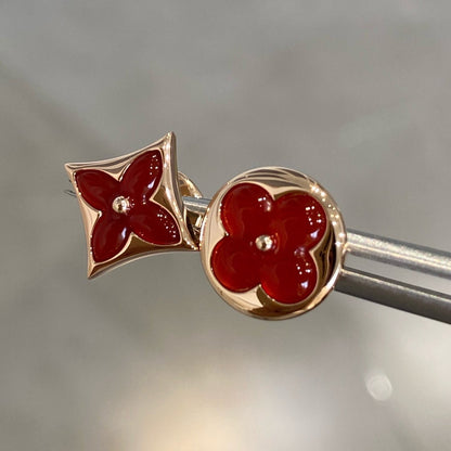 [Royal Jewellery]STAR AND SUN PINK GOLD CARNELIAN STUD EARRINGS