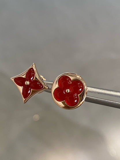 [Royal Jewellery]STAR AND SUN PINK GOLD CARNELIAN STUD EARRINGS