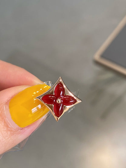 [Royal Jewellery]STAR AND SUN PINK GOLD CARNELIAN STUD EARRINGS