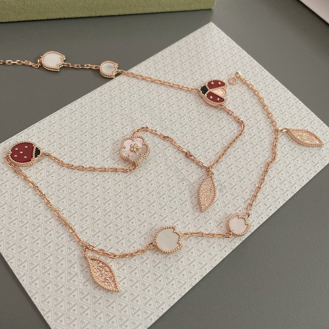 [Royal Jewellery]LUCKY SPRING 15 MOTIFS ROSE GOLD NECKLACE