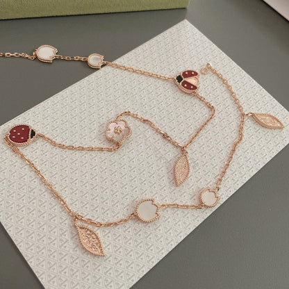 [Royal Jewellery]LUCKY SPRING 15 MOTIFS ROSE GOLD NECKLACE