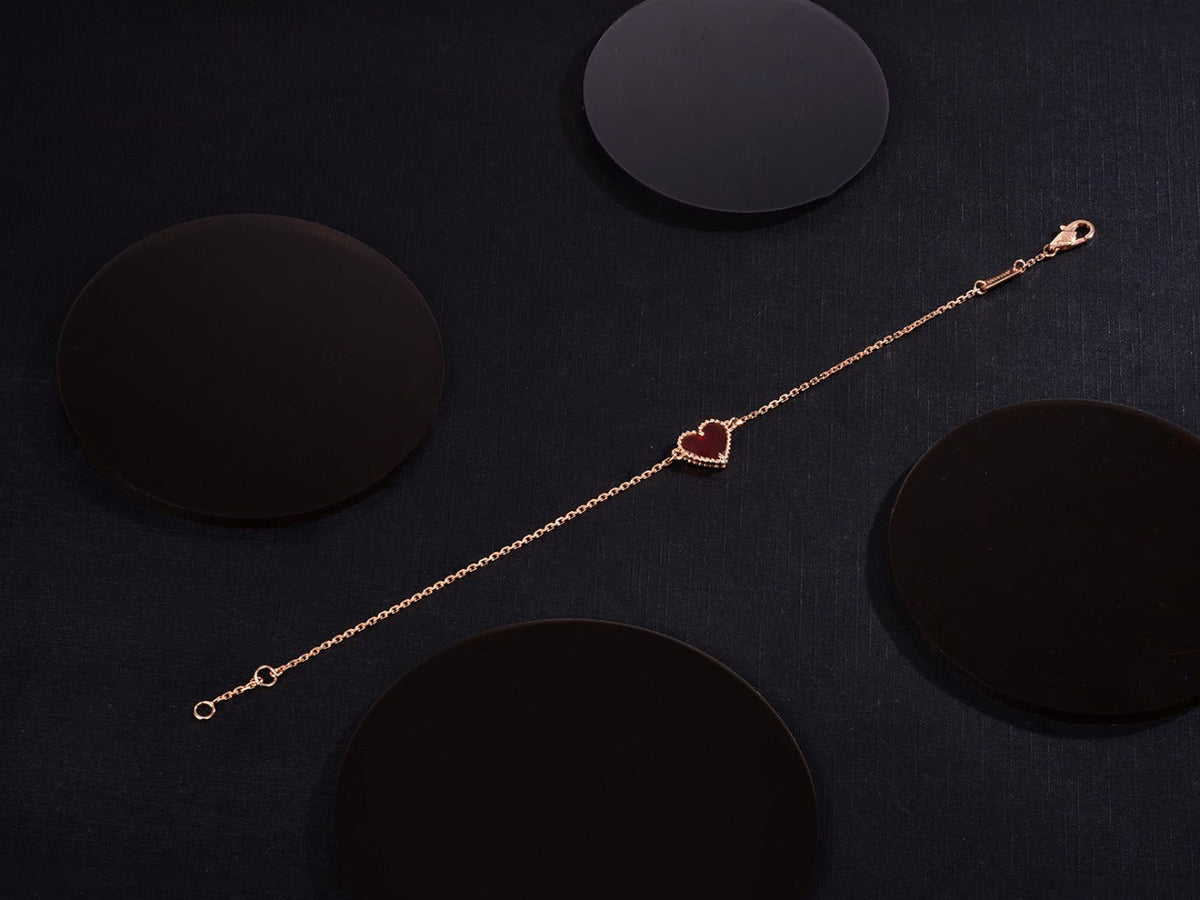 [Royal Jewellery]HEART CARNELIAN PINK GOLD BRACELET